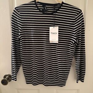 Theory Monochrome Striped Knit Top